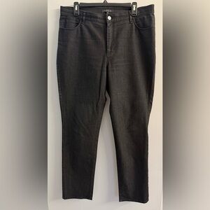 Lafayette 148 Coated Denim Straight Leg Stretch Black Jeans Sz 12 Preppy